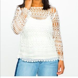 Eloquii Long sleeved geometric lace top